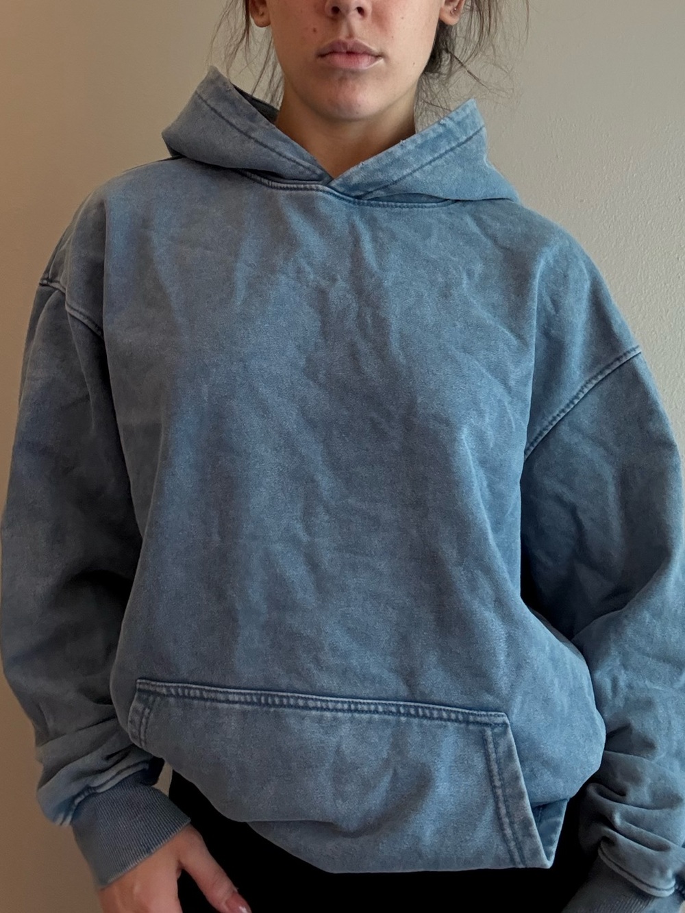 Blue acid wash oversized hoodie